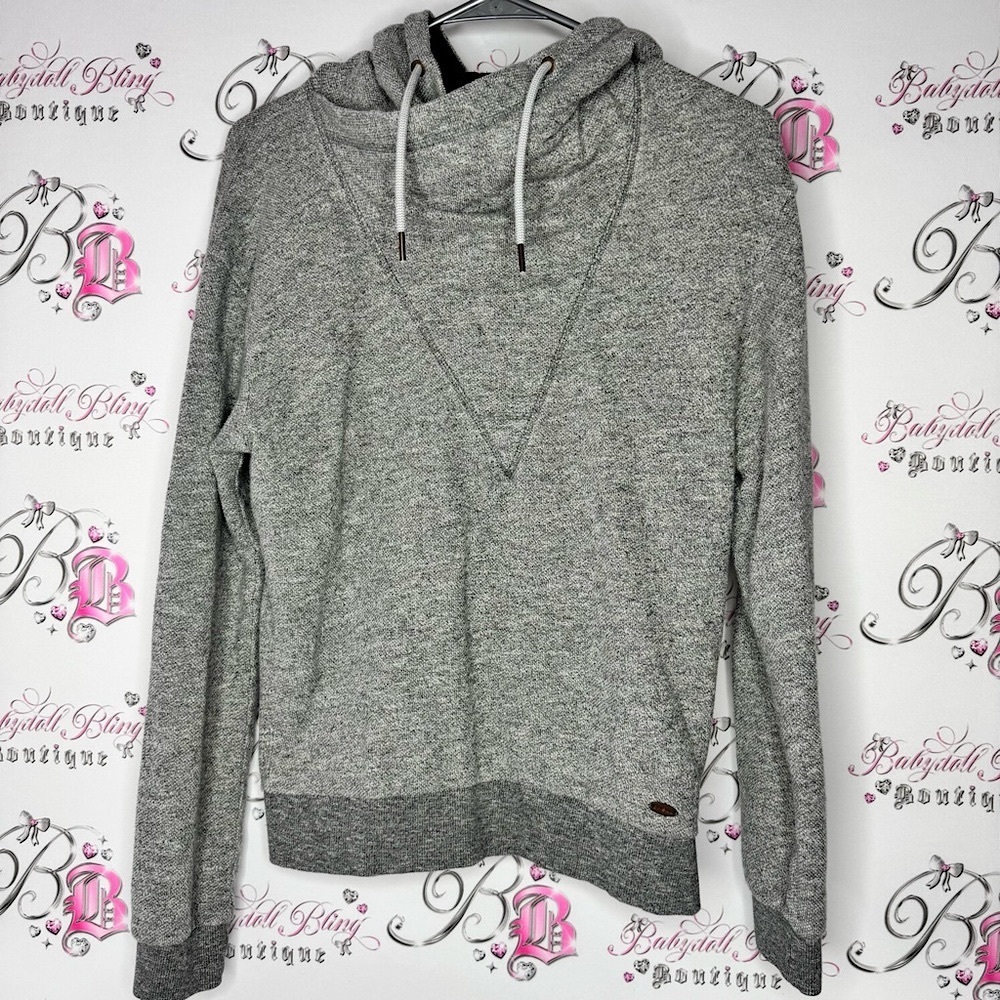 O’neill hoodie heathered grey Cozy Gray pullover Sweater hooded robe tie strings